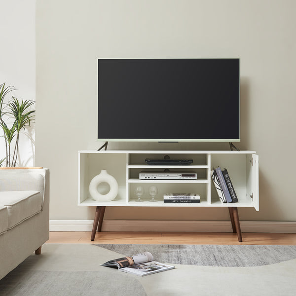 Tv-bänk Vare 130x40x65,5 cm vit [en.casa] 