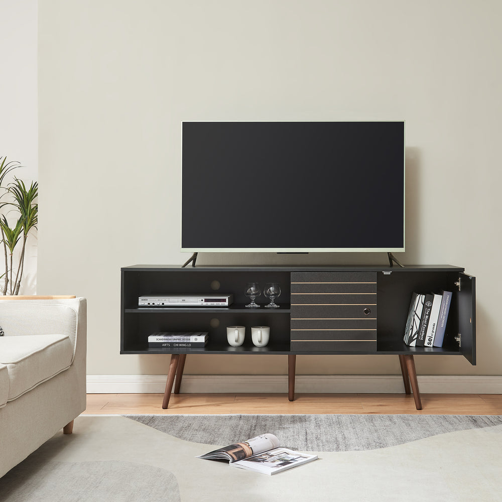 TV-skåp Vare 160x40x66 cm Svart [en.casa] - premiumXL