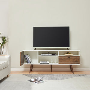 Tv-bänk Vare 165x40x65,5 cm vit valnötsfärg [en.casa] 