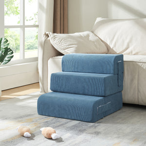 Husdjurstrappa Joelerhatra 4-delar 45x50x45 cm Cord Blå [en.casa]