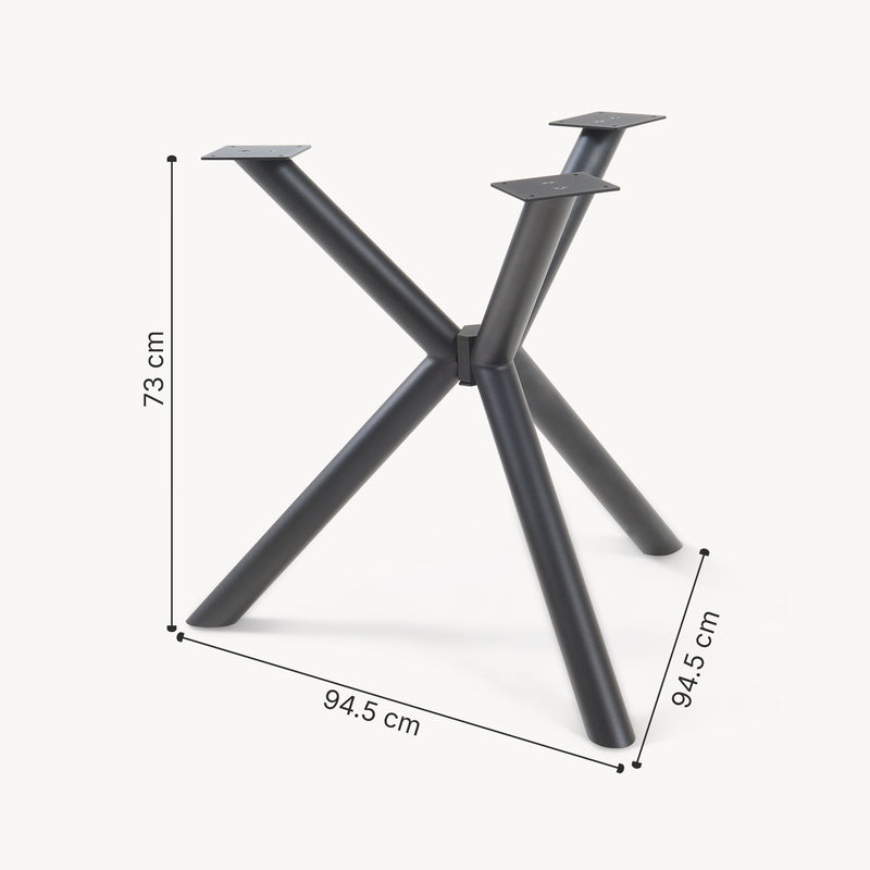 Måttskiss Bordstativ Viserinna stål 94,5x94,5x73 cm svart [en.casa]