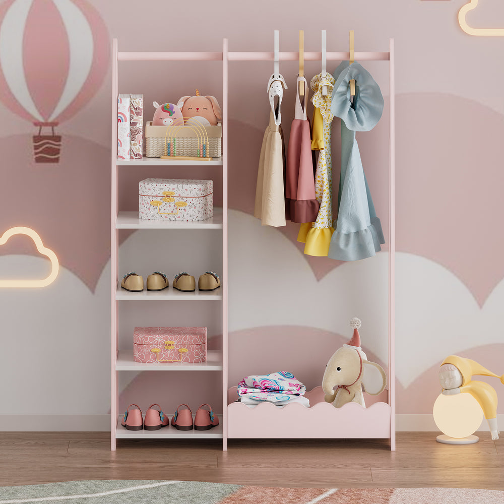 Barnklädhängare Vestnes 114x77x30 cm Cotton Candy/Vit [en.casa] - premiumXL