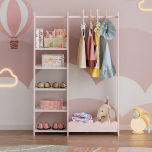 Barnklädhängare Vestnes 114x77x30 cm Cotton Candy/Vit [en.casa]