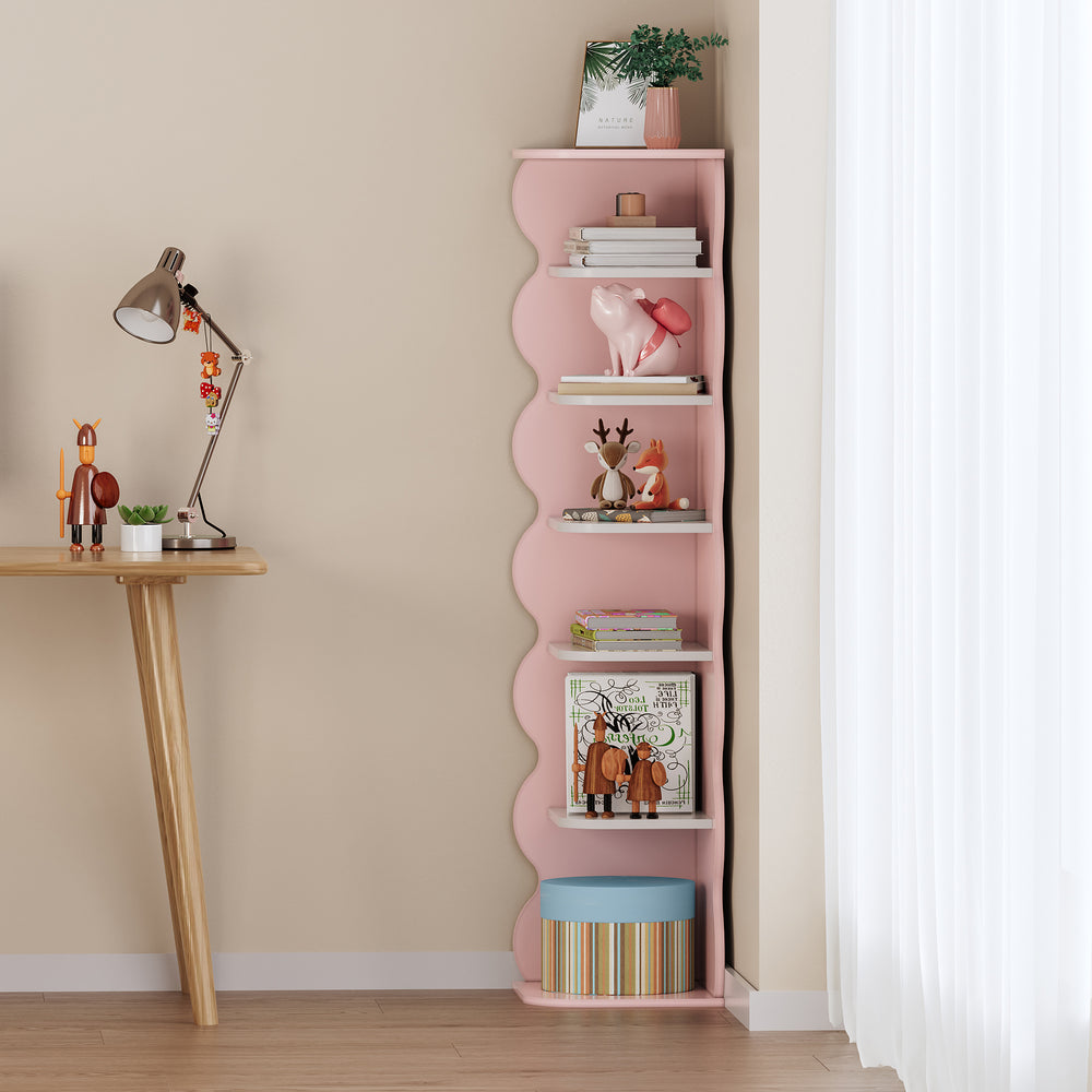 Barn - Hörnhylla Vestnes 108x27x27 cm Cotton Candy/Vit [en.casa] - premiumXL