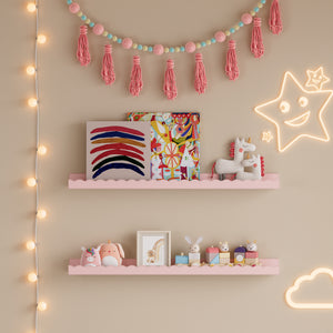 Barnväggshylla 2-pack Vestnes 60x10x5 cm Cotton Candy [en.casa]