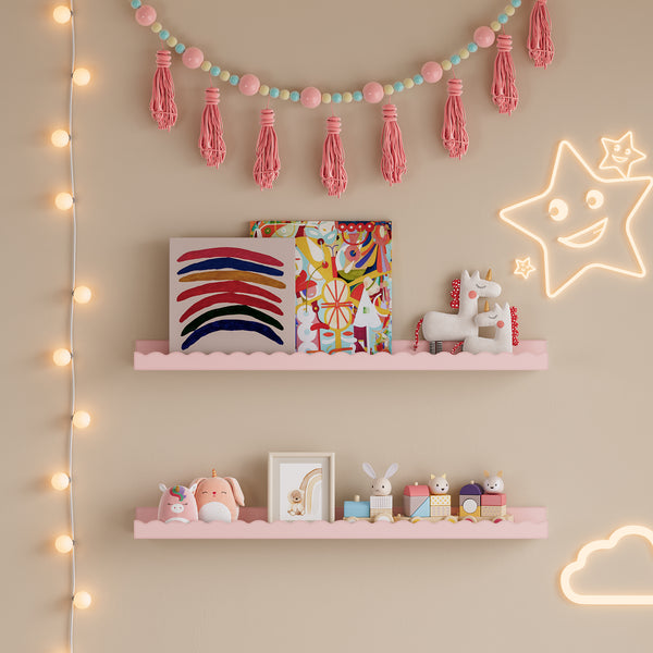 Barnväggshylla 2-pack Vestnes 60x10x5 cm Cotton Candy [en.casa]