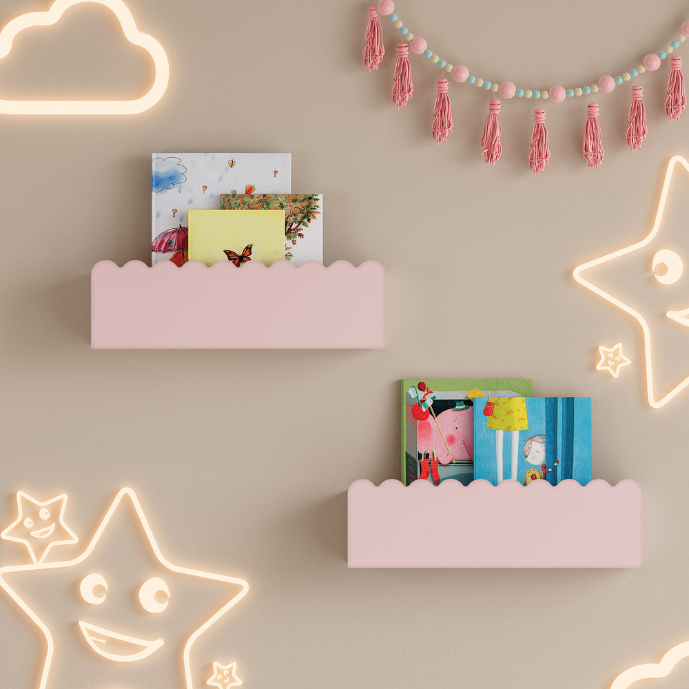 Barn - Vägg hylla 2-set Vestnes 40x10x10 cm Cotton Candy [en.casa] - premiumXL