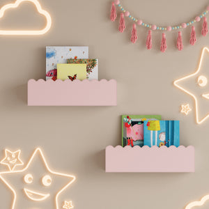 Barnväggshylla 2-pack Vestnes 40x10x10 cm Cotton Candy [en.casa]