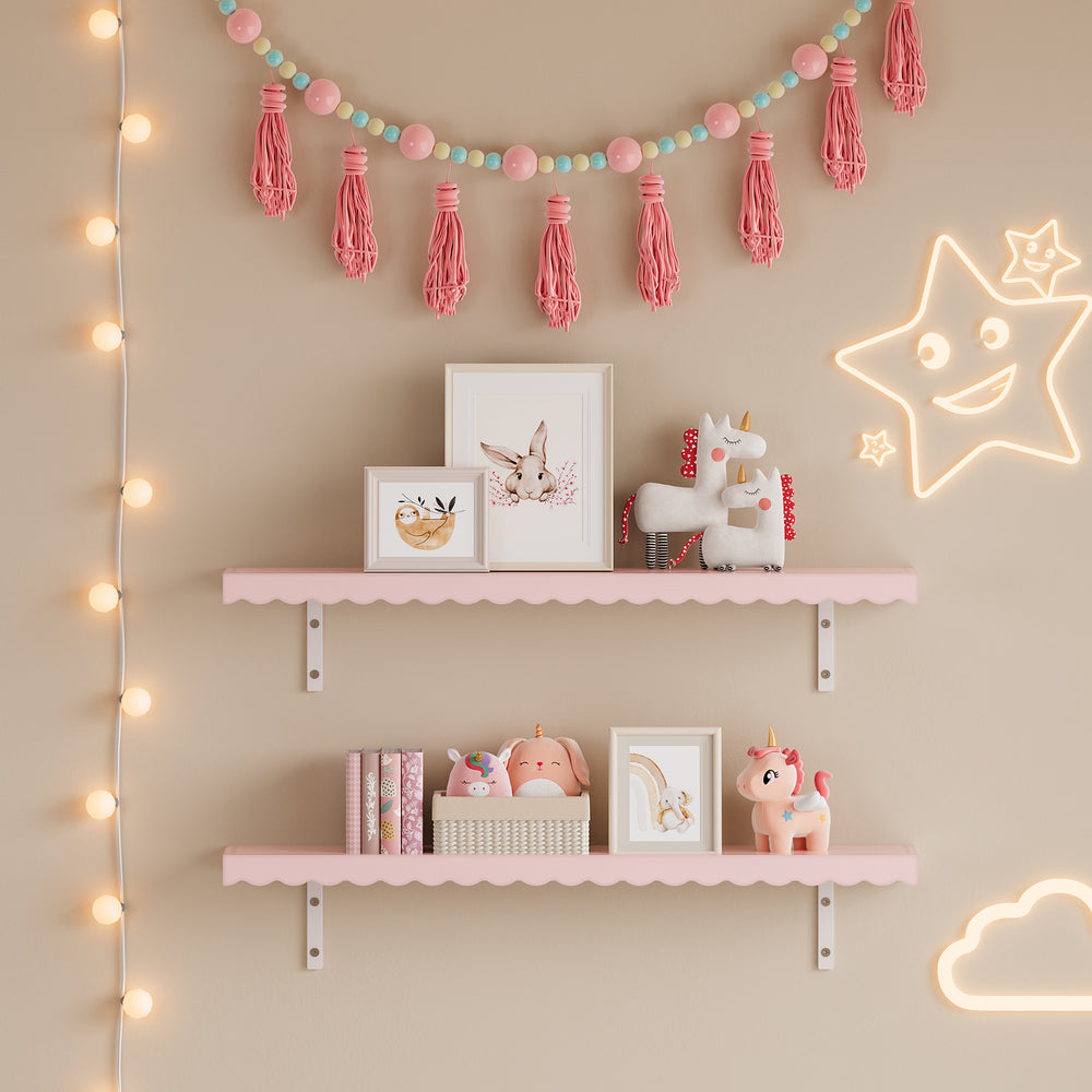 Barn - Vägg hylla 2-set Vestnes 80x17x4 cm Cotton Candy [en.casa] - premiumXL