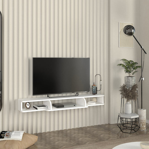 TV-lågt bord hängande Aar 135x30x16 cm Vit [en.casa]