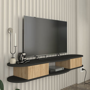 TV-lågt bord hängande Nyskiri 150x35x19 cm Antracit/Eklook [en.casa]