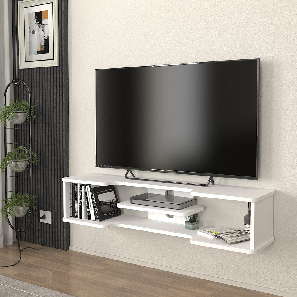 TV - Lowboard väggmonterad Yrela 120x30x26 cm Vit [en.casa] - premiumXL