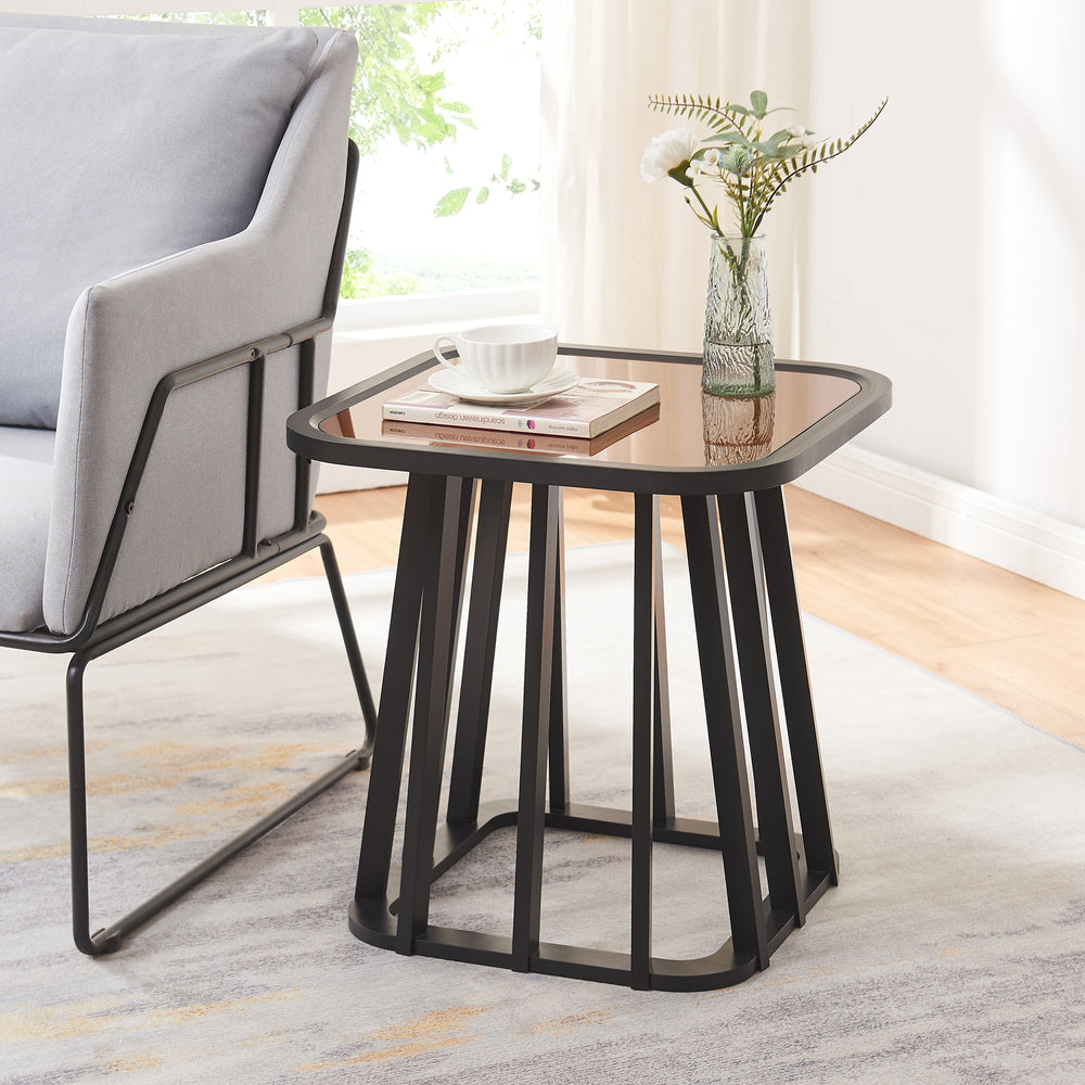 Satsbord Burgess 51x51x51 cm Svart/Valnötslook [en.casa] - premiumXL