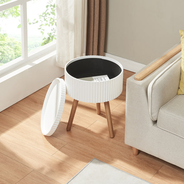 Sidobord Bongard med förvaring Ø38x48 cm Vit [en.casa]