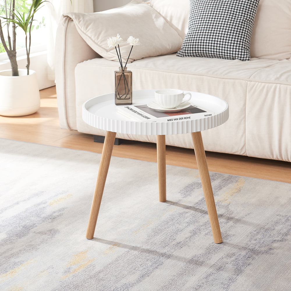 Satsbord Bongard Ø50x45 cm Vit [en.casa] - premiumXL