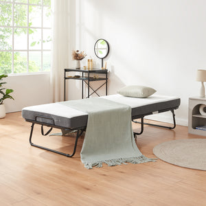 Metallfällsäng Borjavle med madrass 200x90cm Svart [en.casa]