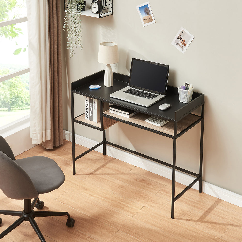Skrivbord Belana 100x43x82 cm Svart/Eklook [en.casa] - premiumXL