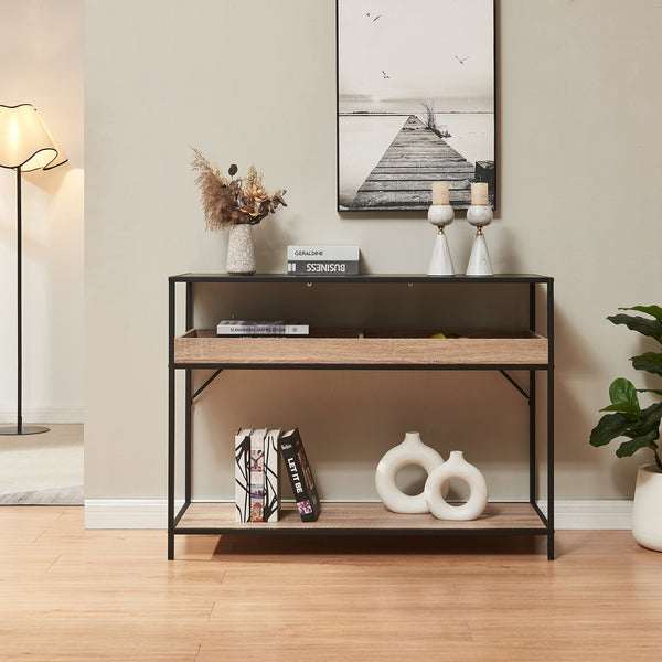 Konsolbord Belana 110x40x80 cm Svart/Eklook [en.casa]