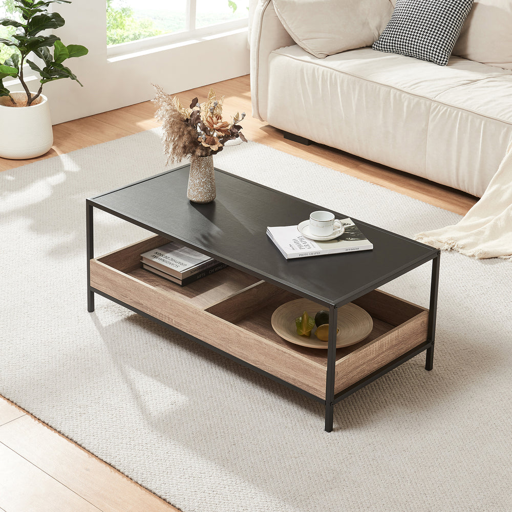 Soffbord Belana 100x48x39 cm Svart/Eklook [en.casa] - premiumXL