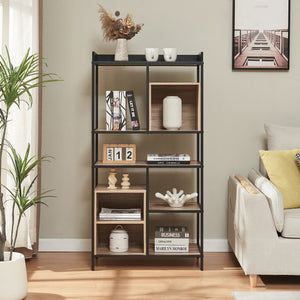 Fristående hylla Belana 137x70x33 cm Svart/Eklook [en.casa]