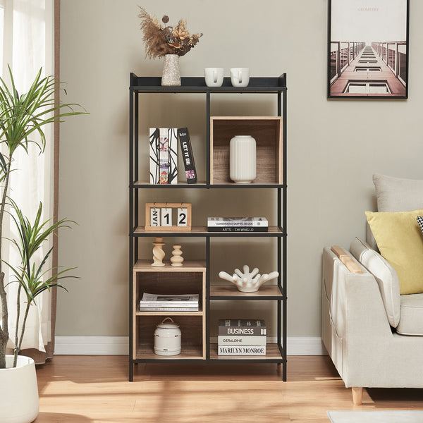 Fristående hylla Belana 137x70x33 cm Svart/Eklook [en.casa]
