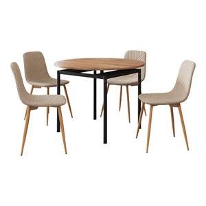 Matgrupp Hemnes 5-del rund Ljusbrun [en.casa]
