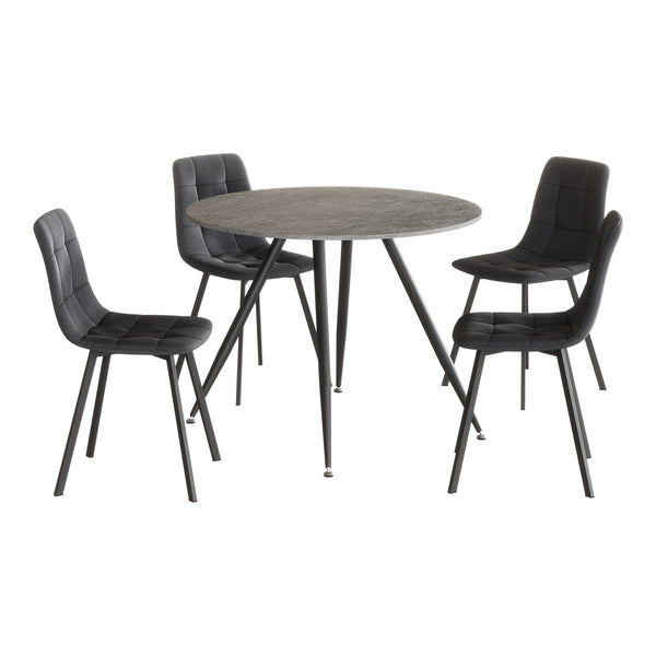 Essgrupp Fitjar 5 delar Betonglook/Mörkgrå [en.casa]