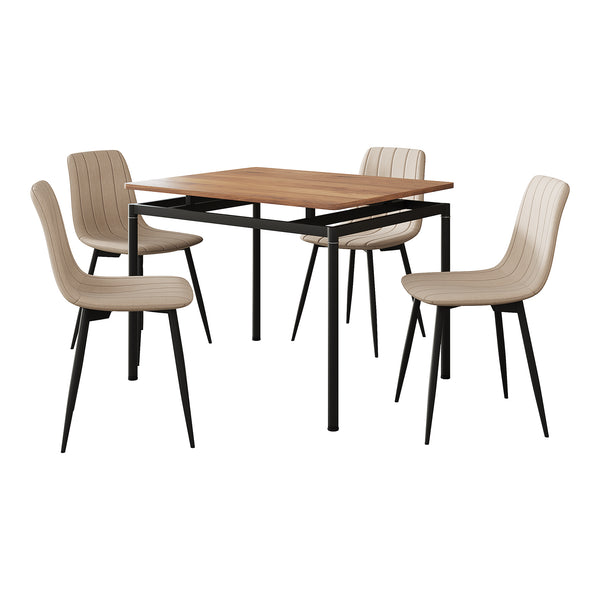 Matgrupp Hemnes 5-delar Eklook/Ljusbrun [en.casa]