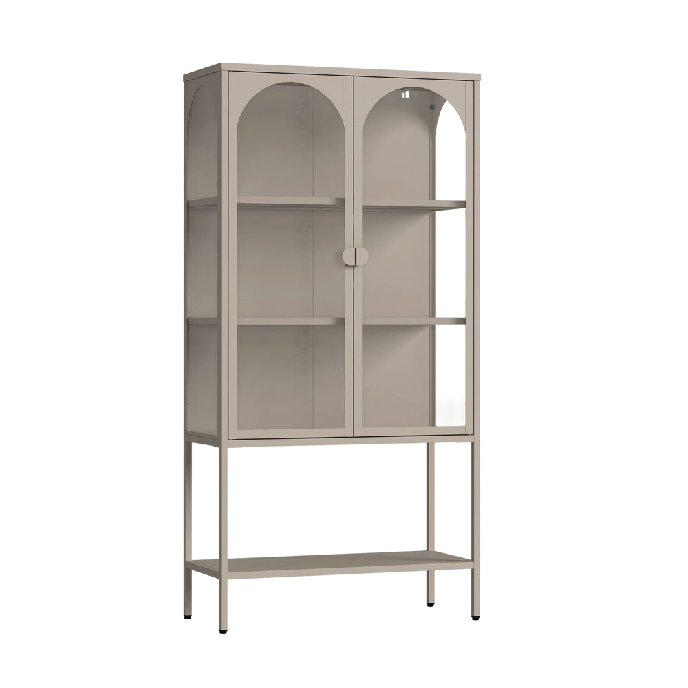 Vitrinskåp Klippestad Stål 160x80x35 cm Kamelfärgat [en.casa]