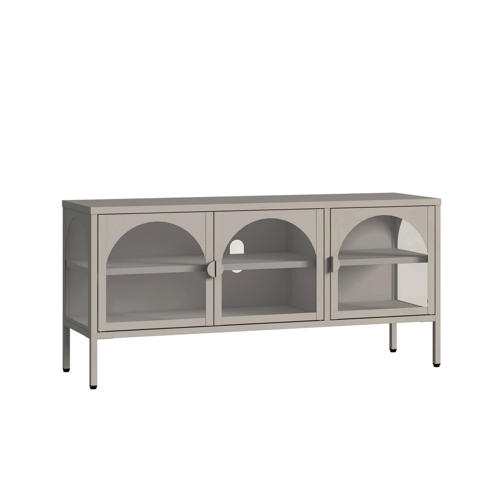 Vitrinskåp-Sideboard Klippestad Stål 118x35x55 cm Kamelfärgad [en.casa]