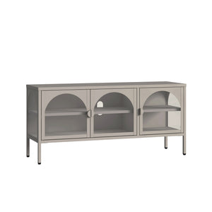 Vitrinskåp-Sideboard Klippestad Stål 118x35x55 cm Kamelfärgad [en.casa]