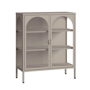 Vitrinskåp-Sideboard Klippestad Stål 95x80x35 cm Kamelfärgat [en.casa]