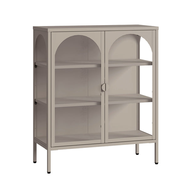 Vitrinskåp-Sideboard Klippestad Stål 95x80x35 cm Kamelfärgat [en.casa]
