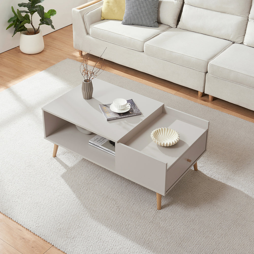 Soffbord Hallevil med låda 106x59x44 cm Vit [en.casa] - premiumXL