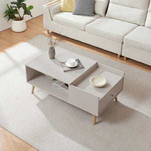 Soffbord Hallevil med låda 106x59x44 cm Ljusgrå [en.casa]