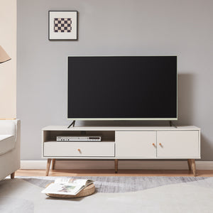 TV-bänk Hallevil 150x39x45 cm Ljusgrå [en.casa]