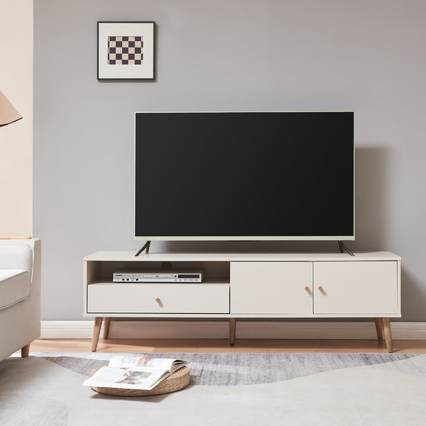 TV-bänk Hallevil 150x39x45 cm Ljusgrå [en.casa]