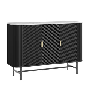 Sideboard Olvehok 110x40x77 cm Svart/Marmorutseende, vit [en.casa]
