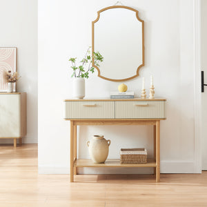 Konsolbord Ferrersp med 2 lådor 100x40x80 cm Eklook/Sandfärgad [en.casa]