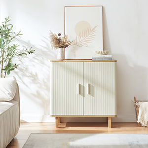 Sideboard Ferrersp med 2 dörrar 80x80x40 cm eklook/sandfärgad [en.casa]
