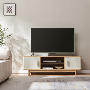 TV-skåp Ferrersp med 2 dörrar 140x40x45 cm eklook/sandfärgad [en.casa]