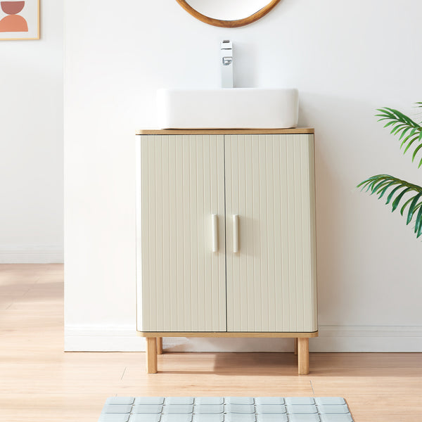 Tvättställsskåp Ferrersp 80x60x35 cm Eklook/Sandfärgad [en.casa]