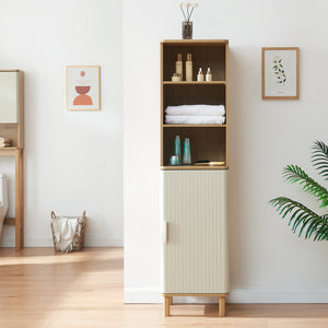 Högskåp Ferrersp 160x42x35 cm Eklook/Sandfärgad [en.casa]