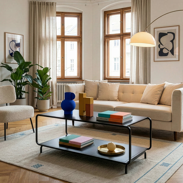 Soffbord Færder 115x50x45 cm Stål Svart [en.casa]