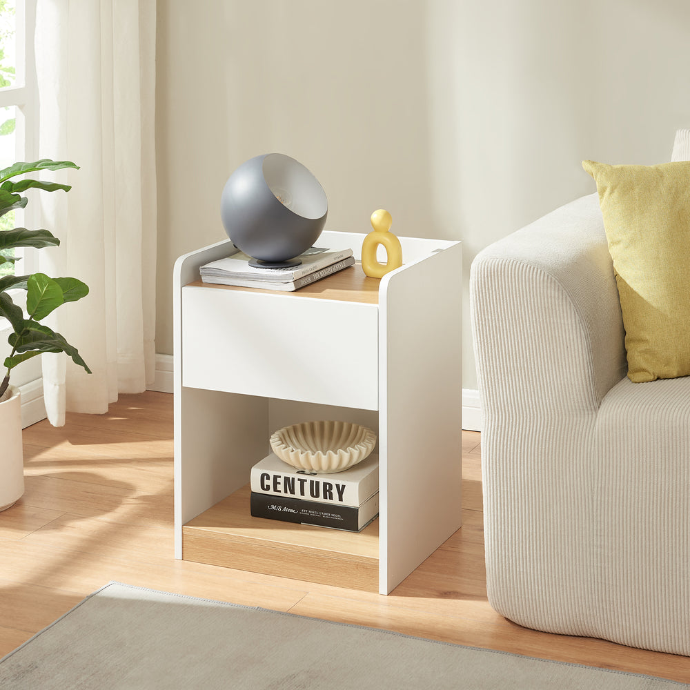 Nattduksbord Kuorshare 55x42x37 cm Vit/Eklook [en.casa]