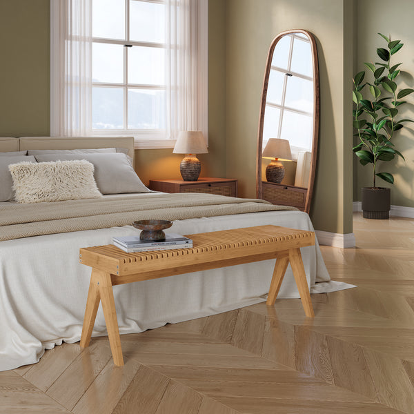Sittbänk Lasdarvoo 120x35x45 cm Bambus Natur [en.casa]