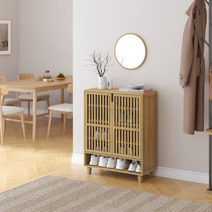 Skåp för skor Sirgerg 91x72x35 cm bambu natur [en.casa]