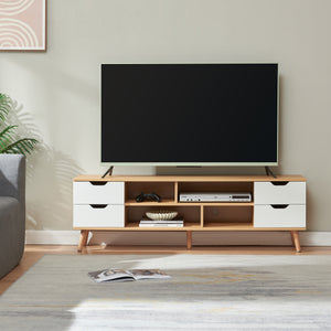 TV-bänk Bordkak 140x30x45 cm Eklook/Vit [en.casa]