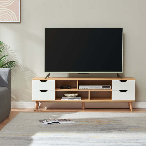 TV-bänk Bordkak 140x30x45 cm Eklook/Vit [en.casa]
