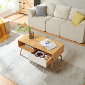 Soffbord Bordkak med låda 100x48x45 cm eklook/vit [en.casa]